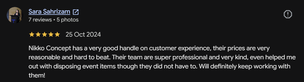 Review screenshot from Sara Sahrizam